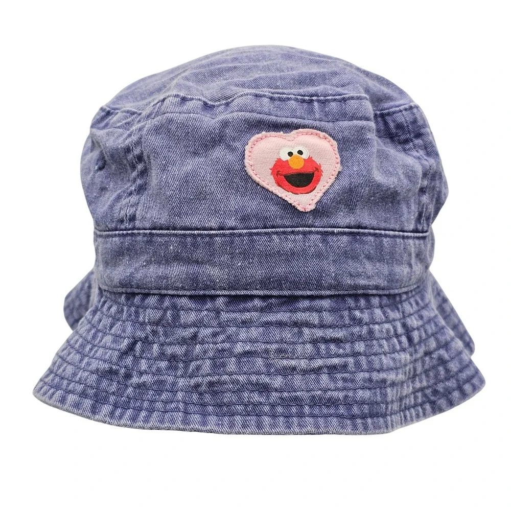 Elmo Sesame Place Heart‎ Bucket Hat Blue Denim SeaWorld Busch Gardens Exclusive
